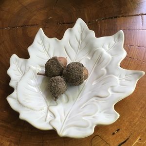 Noble Excellence Stoneware Harvest Leaf plate bowl